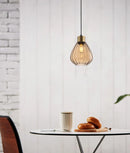 CLA TULIP: Interior Bronze Amber / Smokey Black Wine Glass Ribbed Pendant Lights