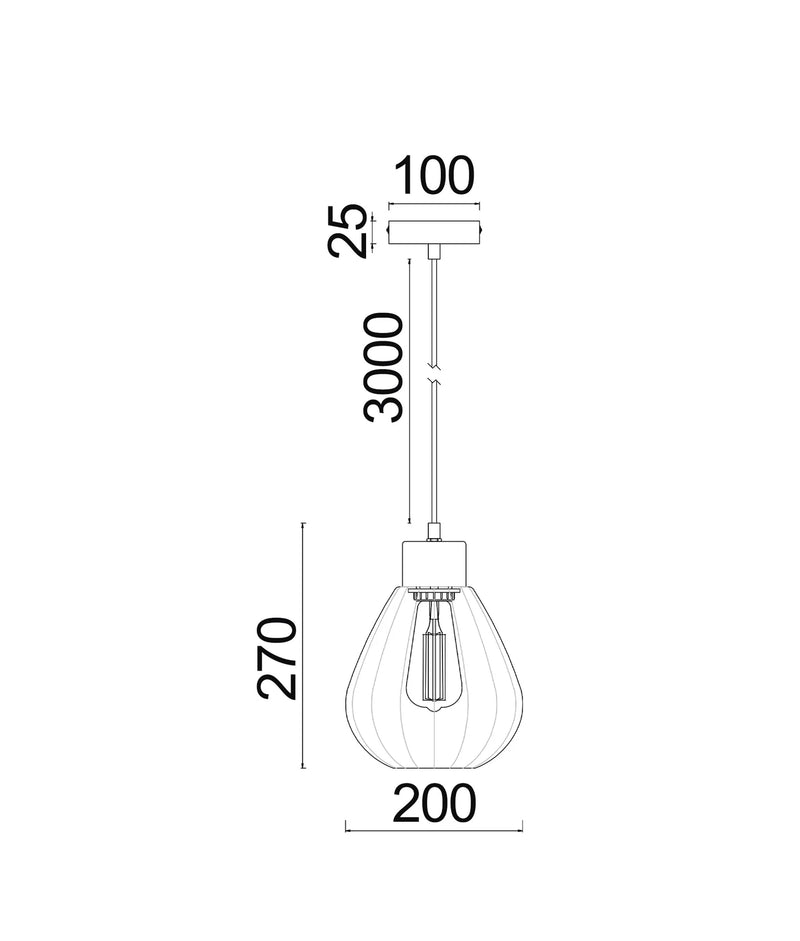 CLA TULIP: Interior Bronze Amber / Smokey Black Wine Glass Ribbed Pendant Lights