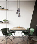 CLA TULIP: Interior Bronze Amber / Smokey Black Wine Glass Ribbed Multiple Round Base Pendant Lights