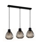 CLA TULIP: Interior Bronze Amber / Smokey Black Wine Glass Ribbed Multiple Bar Base Pendant Lights