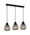 CLA TULIP: Interior Bronze Amber / Smokey Black Wine Glass Ribbed Multiple Bar Base Pendant Lights