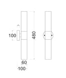 CLA VARA: Interior Tubular Up/Down Opal Glass Wall Lights