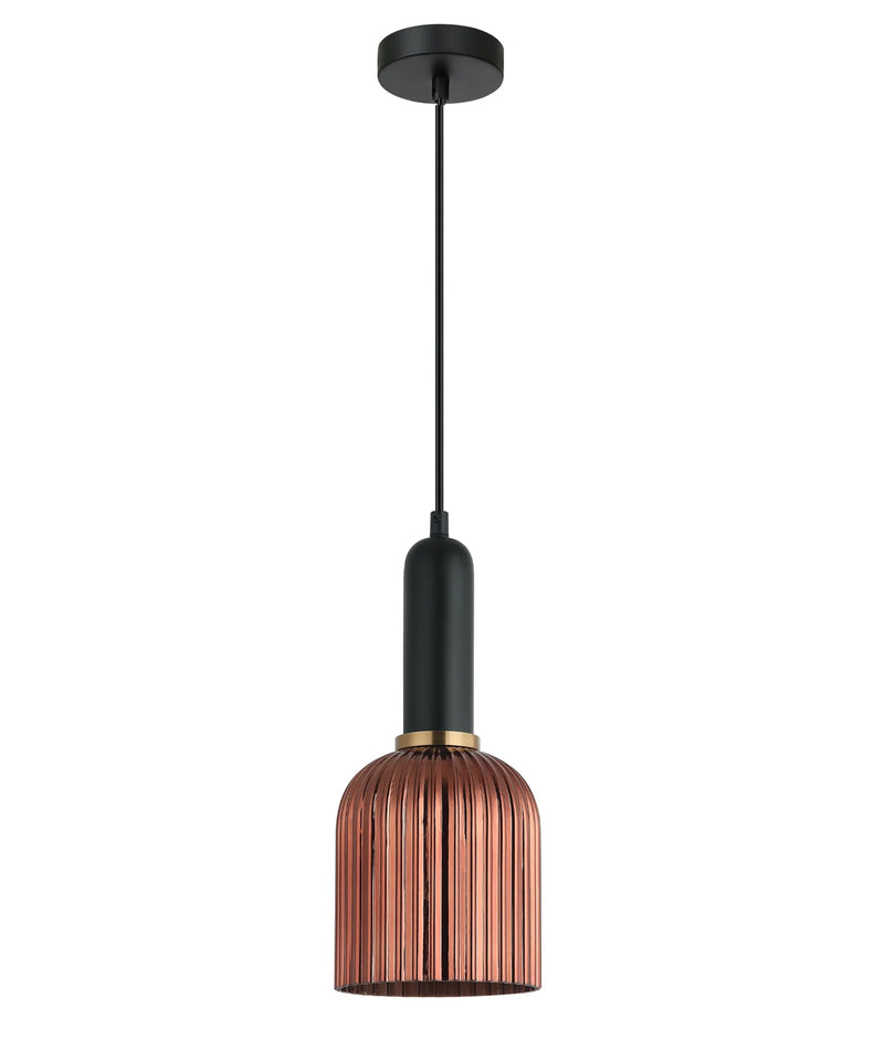 CLA VINTAJ: Retro Interior Ellipse Shape Ribbed Glass Pendant Lights