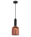 CLA VINTAJ: Retro Interior Ellipse Shape Ribbed Glass Pendant Lights