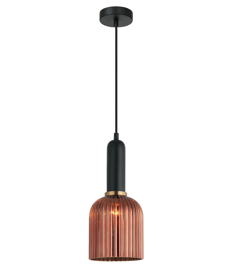 CLA VINTAJ: Retro Interior Ellipse Shape Ribbed Glass Pendant Lights