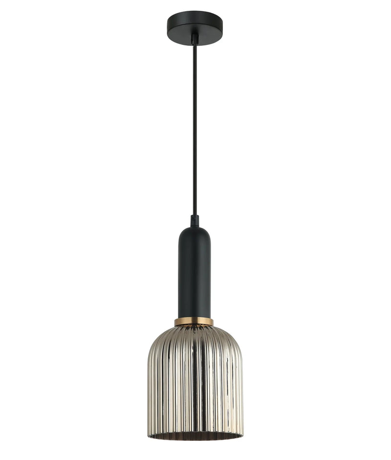 CLA VINTAJ: Retro Interior Ellipse Shape Ribbed Glass Pendant Lights