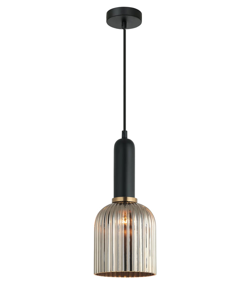 CLA VINTAJ: Retro Interior Ellipse Shape Ribbed Glass Pendant Lights