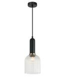 CLA VINTAJ: Retro Interior Ellipse Shape Ribbed Glass Pendant Lights