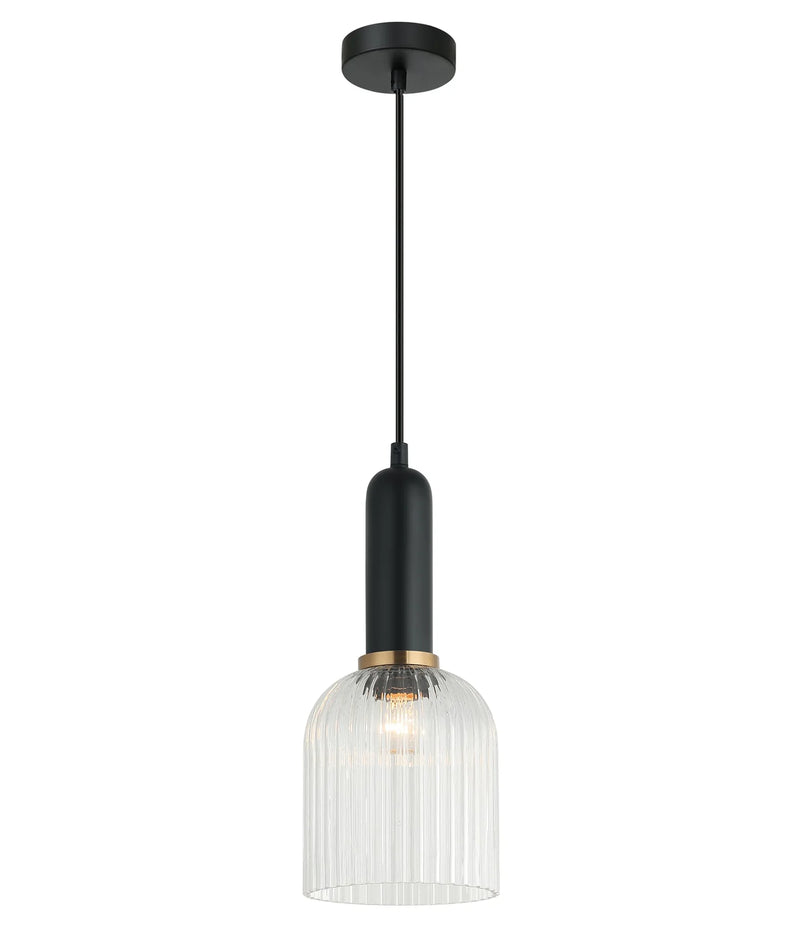 CLA VINTAJ: Retro Interior Ellipse Shape Ribbed Glass Pendant Lights