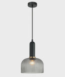 CLA VINTAJ: Retro Interior Dome Shape Ribbed Glass Pendant Lights
