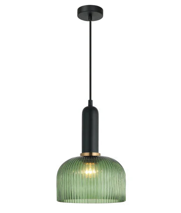 CLA VINTAJ: Retro Interior Dome Shape Ribbed Glass Pendant Lights