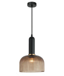 CLA VINTAJ: Retro Interior Dome Shape Ribbed Glass Pendant Lights