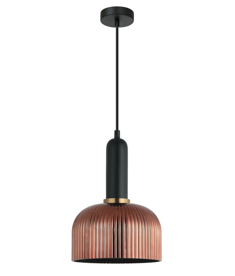CLA VINTAJ: Retro Interior Dome Shape Ribbed Glass Pendant Lights