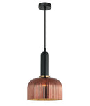 CLA VINTAJ: Retro Interior Dome Shape Ribbed Glass Pendant Lights