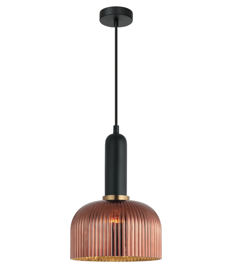 CLA VINTAJ: Retro Interior Dome Shape Ribbed Glass Pendant Lights