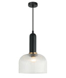 CLA VINTAJ: Retro Interior Dome Shape Ribbed Glass Pendant Lights