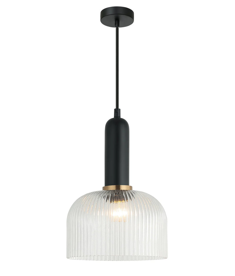 CLA VINTAJ: Retro Interior Dome Shape Ribbed Glass Pendant Lights
