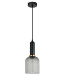 CLA VINTAJ: Retro Interior Ellipse Shape Ribbed Glass Pendant Lights