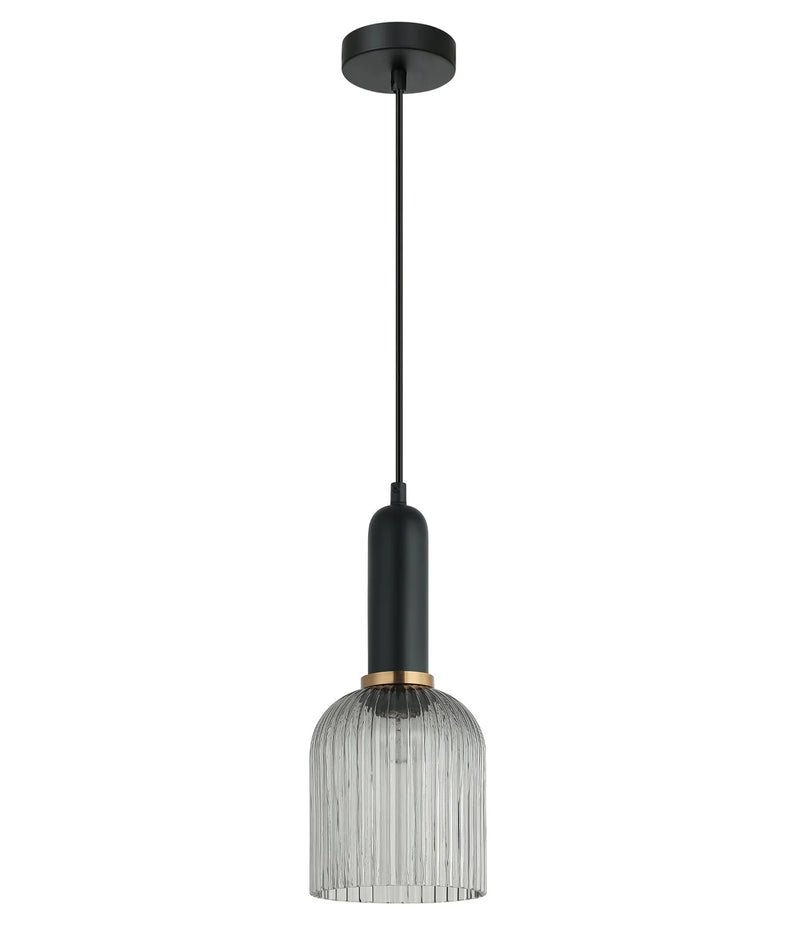 CLA VINTAJ: Retro Interior Ellipse Shape Ribbed Glass Pendant Lights