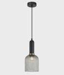 CLA VINTAJ: Retro Interior Ellipse Shape Ribbed Glass Pendant Lights