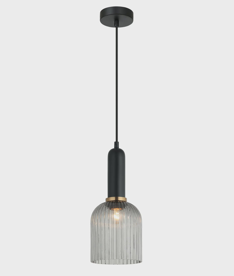 CLA VINTAJ: Retro Interior Ellipse Shape Ribbed Glass Pendant Lights