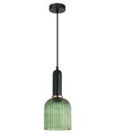 CLA VINTAJ: Retro Interior Ellipse Shape Ribbed Glass Pendant Lights