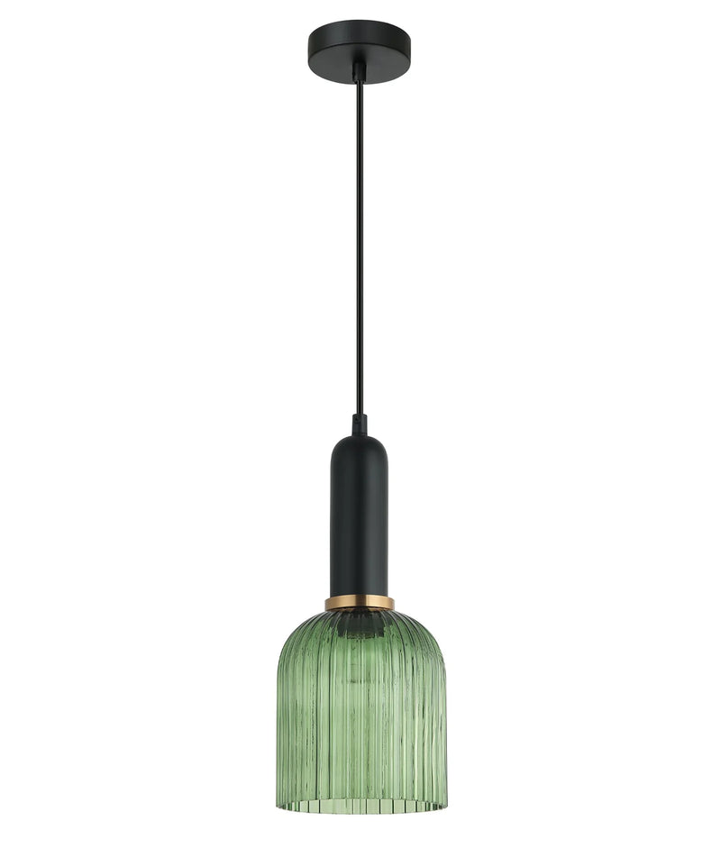 CLA VINTAJ: Retro Interior Ellipse Shape Ribbed Glass Pendant Lights