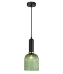 CLA VINTAJ: Retro Interior Ellipse Shape Ribbed Glass Pendant Lights