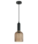 CLA VINTAJ: Retro Interior Ellipse Shape Ribbed Glass Pendant Lights