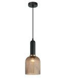 CLA VINTAJ: Retro Interior Ellipse Shape Ribbed Glass Pendant Lights