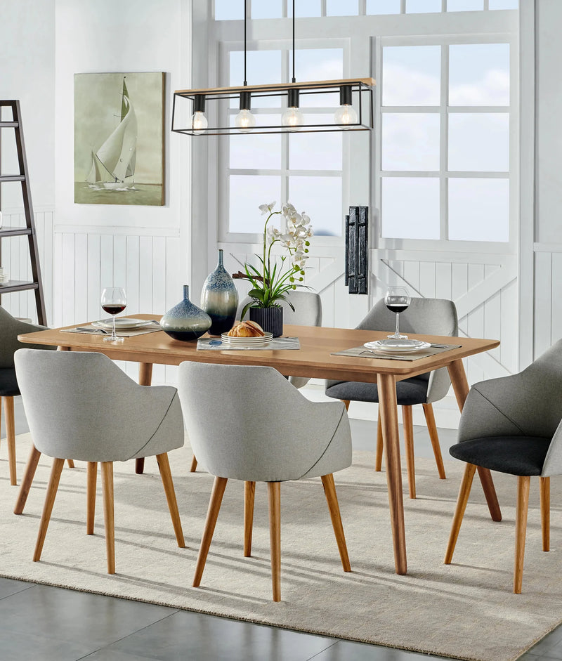 CLA VIRUN: Interior Rectangular Frame Wood with Black Hardware Pendant Light