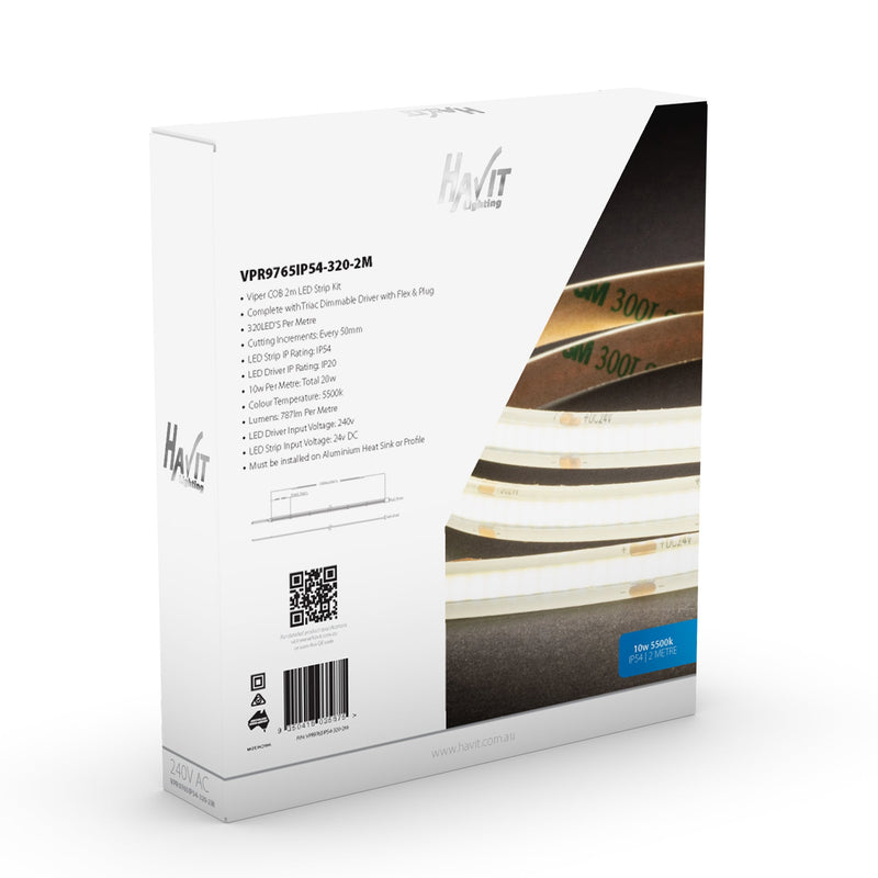 Havit Lighting Viper COB 10w Per Metre 2m LED Strip kit 5500k (VPR9765IP54-320-2M)