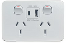 Tesla Classic Double GPO with USB and AC (TESRPPD10SAC)