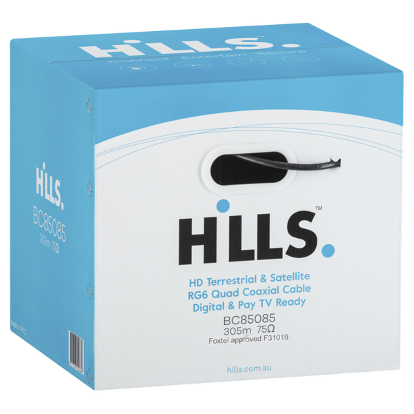 Hills BC85085 RG6 FTA/SAT Quad Shield 305m Box