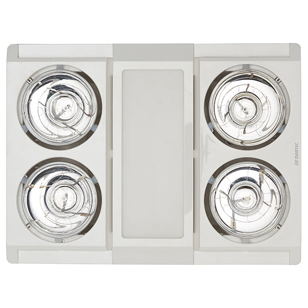Profile Panel 4 3-in-1 Bathroom Heater with 4 Heat Lamps, Exhaust Fan and Tricolour LED Light