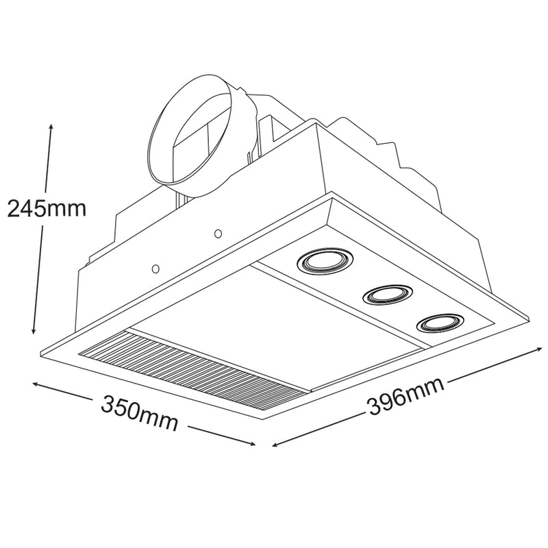 Linear Mini 3-in-1 Bathroom Heater with 3 Heat Lamps, Exhaust Fan and LED Light (MBHM1000W)