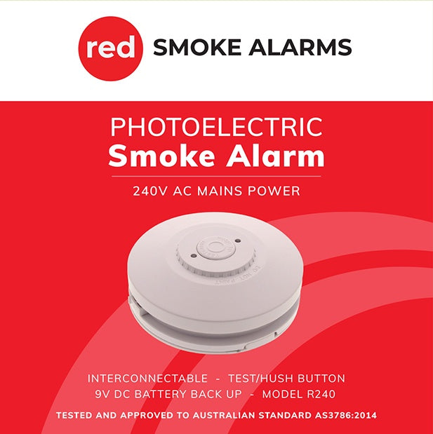 Red Smoke Alarms 240V Smoke Alarm with 9V Backup (R240)