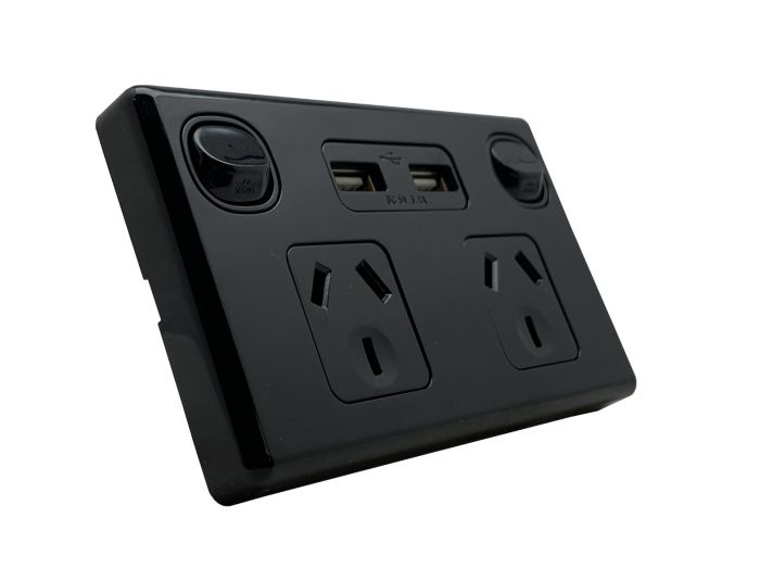 Tesla Double 10 Amp Power Point with Double USB